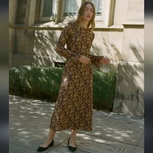 Doen Adara Black and Gold Floral Maxi Dress XS